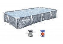 561FV Bestway Каркасный прямоугольный бассейн, 366х201х66см+фильтрнасос