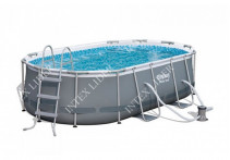 56620 Bestway Каркасный овальный бассейн Power Steel 424х250х100см с ф.-насосом и лестн.