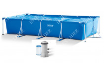28274 Прямоугольный каркасный бассейн Intex 450х220х84см + фильтр-насос 2,0 м3/ч